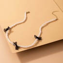 Mode Nachahmung Perle Schleife einlagige Halskette Boho Halskettepicture7