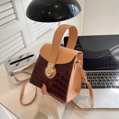 vintage trendy lock solid color messenger fashion hand-held square bag wholesale 18*17.5*12cm