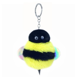 New PU sequined bee plush keychain imitation rex rabbit fur alloy pendantpicture10