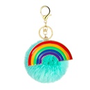 simple alloy drip oil rainbow multicolor plush ball keychain pendantpicture5