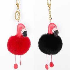 8cm imitation rex rabbit fur ball pu flamingo fur ball keychain luggage pendant