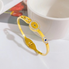 fashion trend new gold inlaid zircon titanium steel eye bracelet wholesale