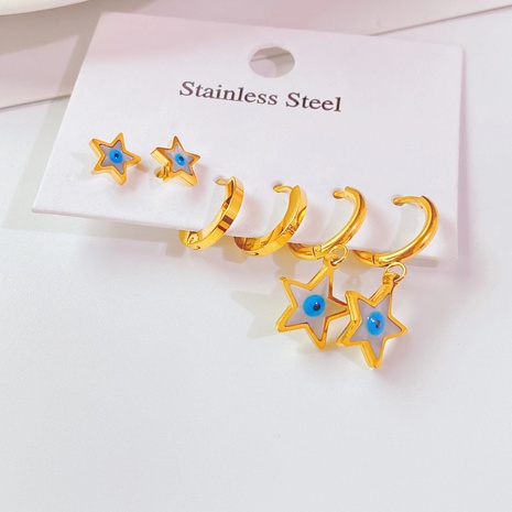 fashion trend new titanium steel star eye shape earring set wholesale NHDIP645319's discount tags