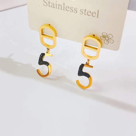 fashion trend new titanium steel number 5 earrings wholesale's discount tags