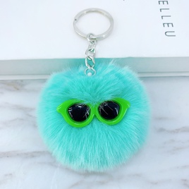 New cute sunglasses fur ball keychain pendant imitation rabbit fur ornamentspicture10