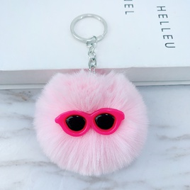 New cute sunglasses fur ball keychain pendant imitation rabbit fur ornamentspicture13