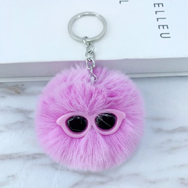 New cute sunglasses fur ball keychain pendant imitation rabbit fur ornamentspicture14