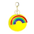 simple alloy drip oil rainbow multicolor plush ball keychain pendantpicture6