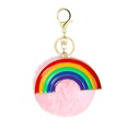 simple alloy drip oil rainbow multicolor plush ball keychain pendantpicture8