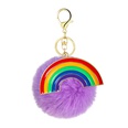 simple alloy drip oil rainbow multicolor plush ball keychain pendantpicture9