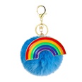 simple alloy drip oil rainbow multicolor plush ball keychain pendantpicture10