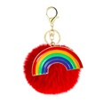 simple alloy drip oil rainbow multicolor plush ball keychain pendantpicture11