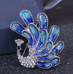 Broche de diamant en alliage de dames élégantes de paon simple de mode coréenne