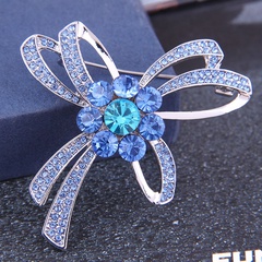 Korean fashion simple bow ladies alloy blue brooch