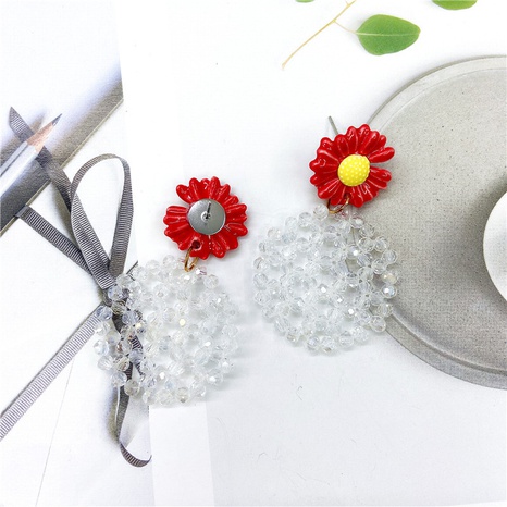 missing petals daisy flowers hand-beaded metal earrings NHDOU630164's discount tags