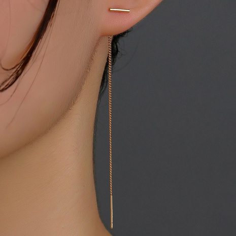 simple fashion ear line long tassel fine line hollow chain copper earrings's discount tags