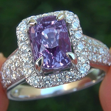 new simple fashion square copper inlaid purple zircon ring wholesale's discount tags