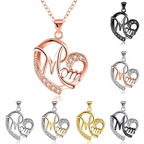 fashion letter mom separation heart-shaped diamond copper necklace's discount tags