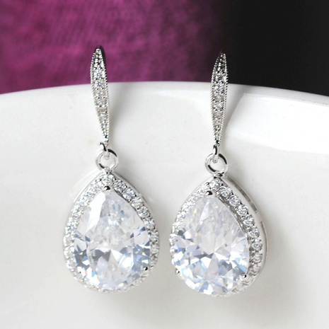 fashion full water drop shaped zircon copper earrings wholesale NHJCS644731's discount tags