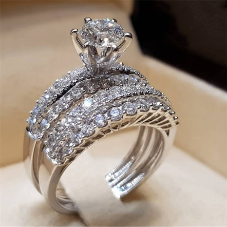 mode romantische legierung eingelegt mehrreihigen strass geometrischen ring's discount tags