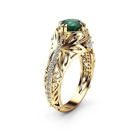 fashion trend copper inlaid emerald green zircon ring wholesale's discount tags