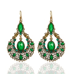 fashion water drop ethnic style hollow long earrings diamond-studded alloy earrings