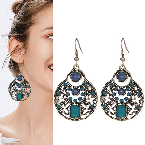 retro ethnic style earrings inlaid diamond fashion alloy earrings NHDAX644773's discount tags
