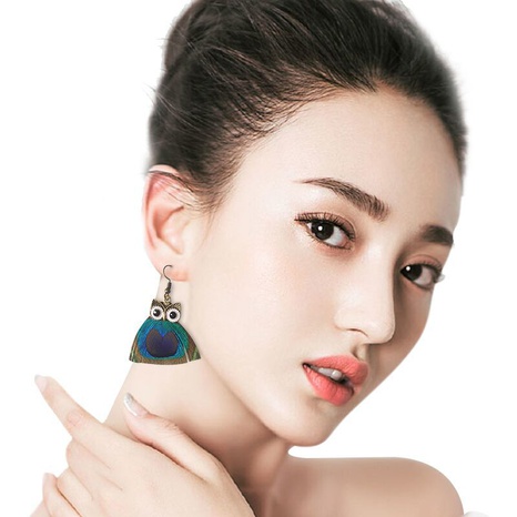 creative fashion feather earrings owl retro alloy earrings's discount tags