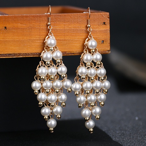 vintage multi-layer pearl jewelry metal earrings wholesale's discount tags