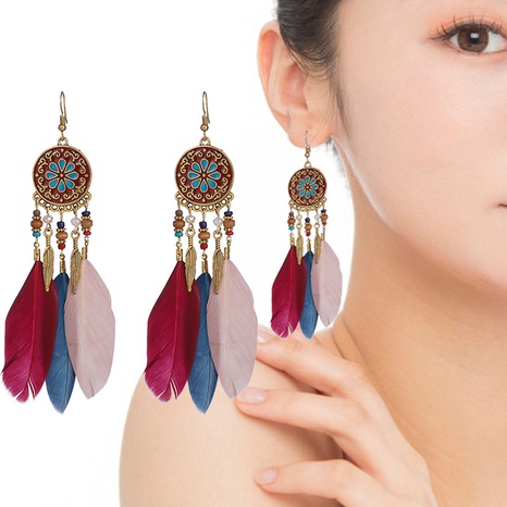 Boho rice bead water drop tassel alloy earrings wholesale's discount tags