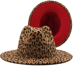 British style men's and women's double-sided color-blocking leopard-print woolen jazz hat