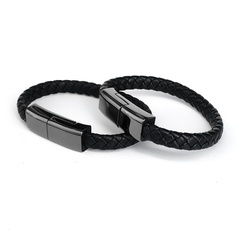 creative simple geometric leather rope charging cable bracelet wholesale