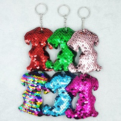 6-farbiges doppelseitiges Hunde-Schlüsselanhänger-Kombinationsset aus Anhängern mit Pailletten