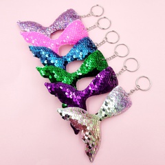 6-color double-sided sequined mermaid tail keychain combination 6 small pendants