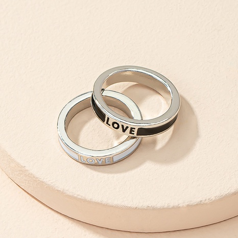 Koreanischer Nischen-Design einfacher Brief LOVE zweiteiliger Ring aus Legierung's discount tags