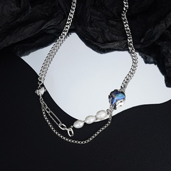 Natural pearl necklace female fashion copper zircon double-layer clavicle chain