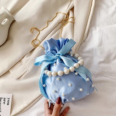 fashion pearl hand-held ribbon bow chain bucket bag wholesale 15*19*15cm