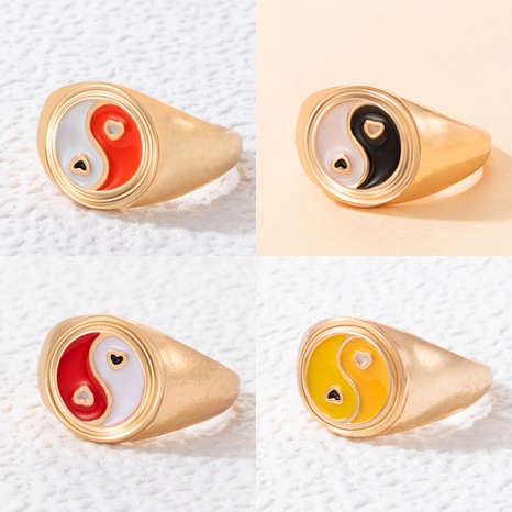 new Tai Chi drip oil fashion contrast color alloy single ring's discount tags