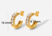 2022 new stainless steel earrings fashion 18K gold diamond Cshaped earrings  NHJIE644451picture12