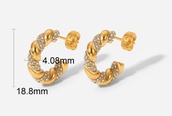 2022 new stainless steel earrings fashion 18K gold diamond Cshaped earrings  NHJIE644451picture13