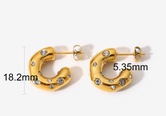 2022 new stainless steel earrings fashion 18K gold diamond Cshaped earrings  NHJIE644451picture16
