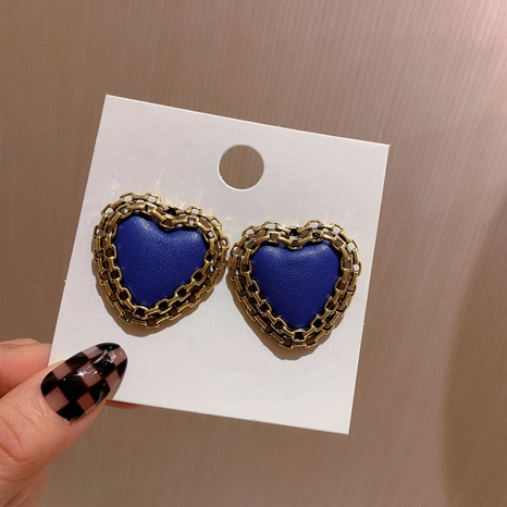 fashion metal retro Klein blue heart-shaped earrings   NHENY638175's discount tags