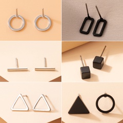 Fashion Simple Series One-word Dot Triangle Square Stud Women's Earrings
