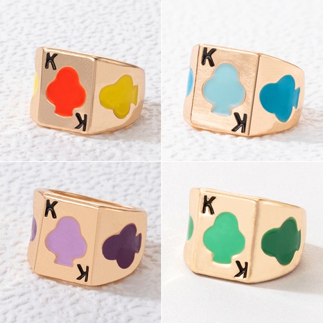 cute cartoon dripping oil color multi-element poker plum ring's discount tags