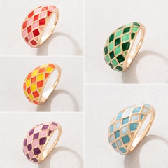 new color dripping oil plaid fashion alloy thick single ring