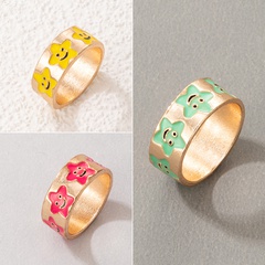 new fashion geometric oil drip ring simple yellow star alloy ring