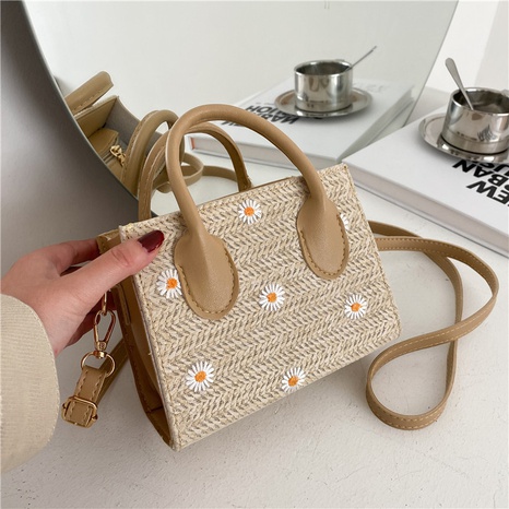 fashion solid color straw messenger shoulder bag wholesale 16.5*13.5*7.5cm's discount tags