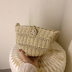 vintage straw woven rattan bucket messenger shoulder bag 23*17*12cm