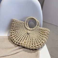 Straw woven new semi-circular woven casual women's spring beach bag 44*24*8cm