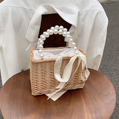 Summer woven new fashion women's messenger hand-held straw basket bag 23*16*12cm